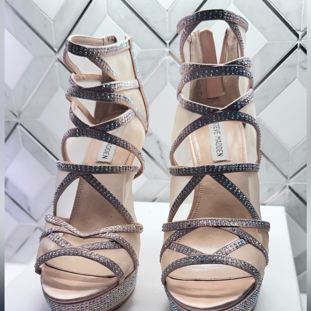Women’s Steve Madden Dame Peep toe bling heels